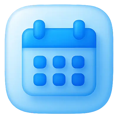 Icono de calendario azul, simbolizando el seguimiento financiero periódico y el asesoramiento mensual.